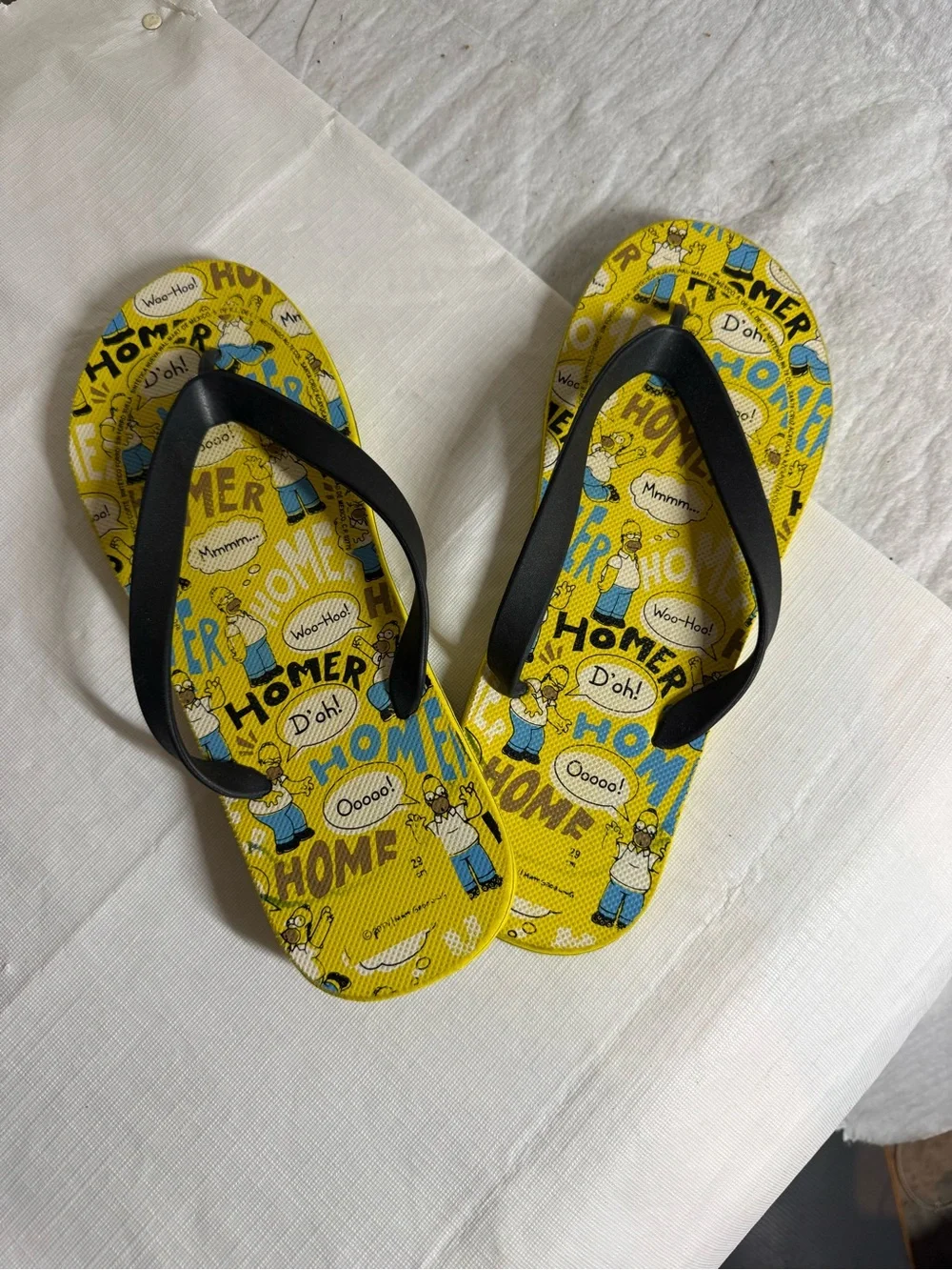 Yellow Homer Graphic Flip-Flop Sandals with Black Straps